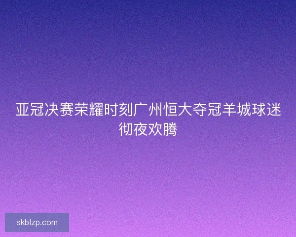 亚冠决赛荣耀时刻广州恒大夺冠羊城球迷彻夜欢腾 亚冠决赛荣耀时刻广州恒大夺冠羊城球迷彻夜欢腾