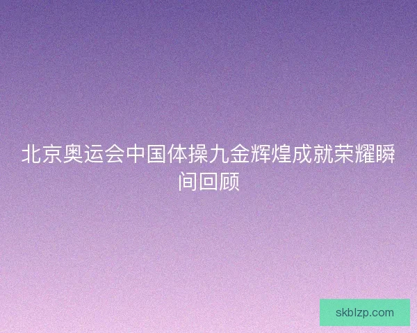 北京奥运会中国体操九金辉煌成就荣耀瞬间回顾